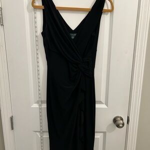 Lauren Ralph Lauren Black Ruched Sheath Midi Dress